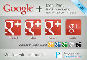 Red Google Plus Vector Icon Pack