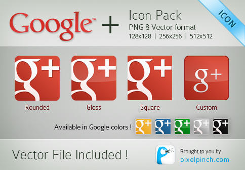 Red Google Plus Vector Icon Pack