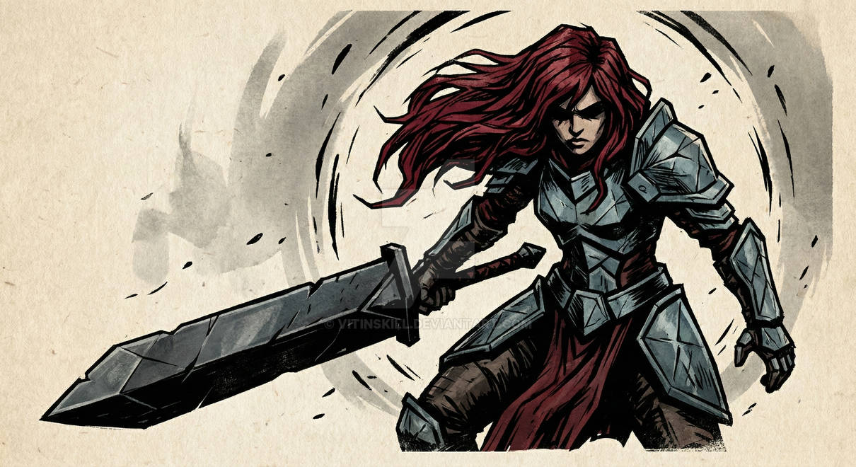 Greatsword Rangers Deviantart Female Knight Red Hair Greatsword Heavy Armor by vitinskill on DeviantArt