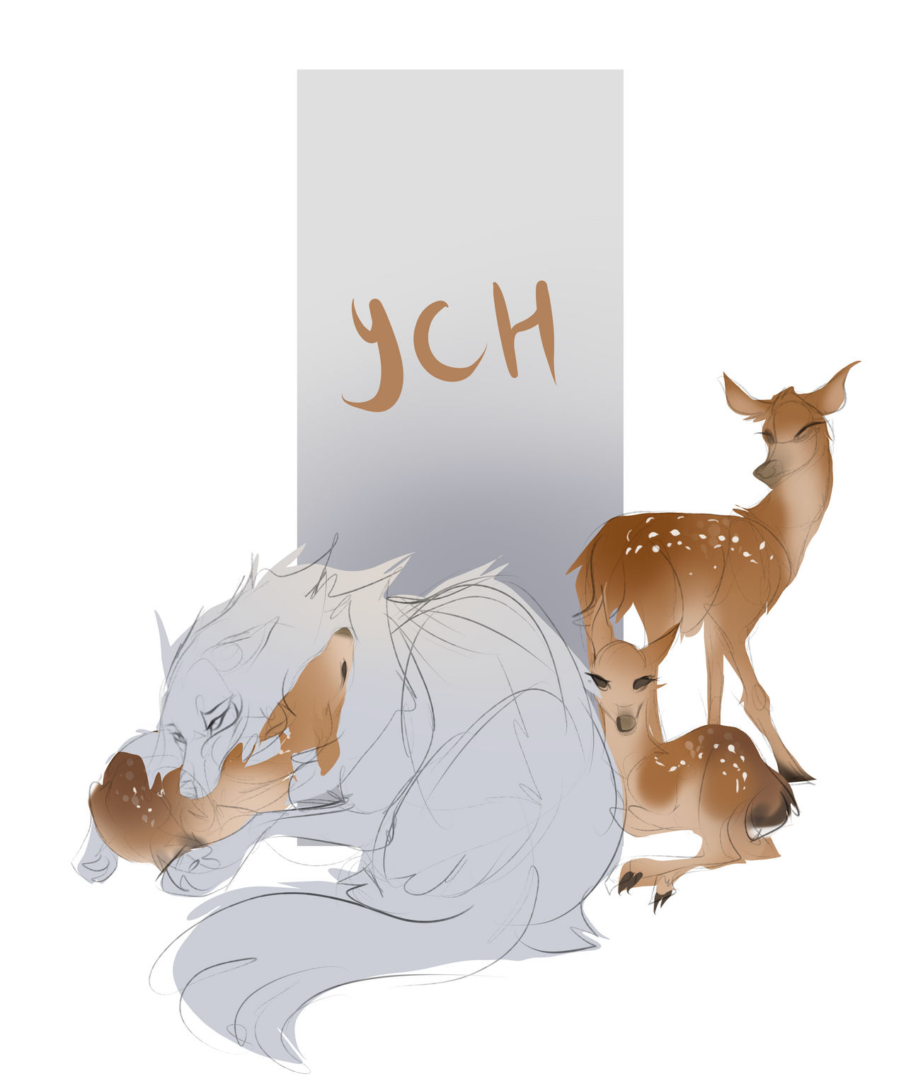 Wolf with fawns YCH