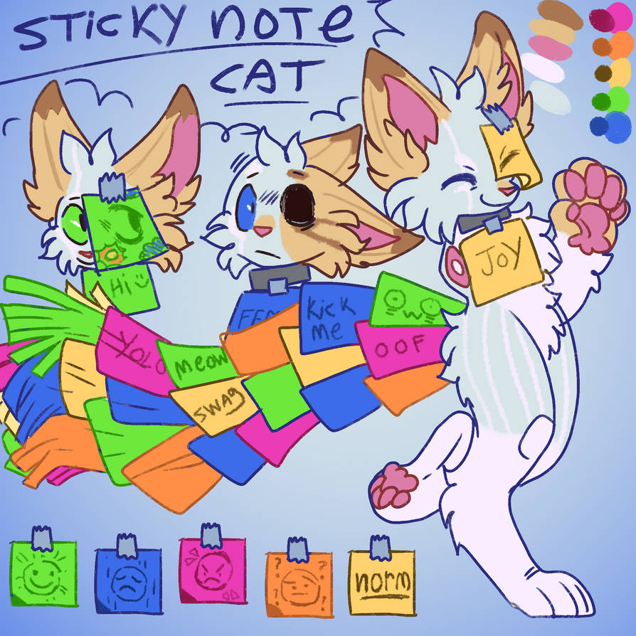 Sticky note cat by SunsetPanther on DeviantArt