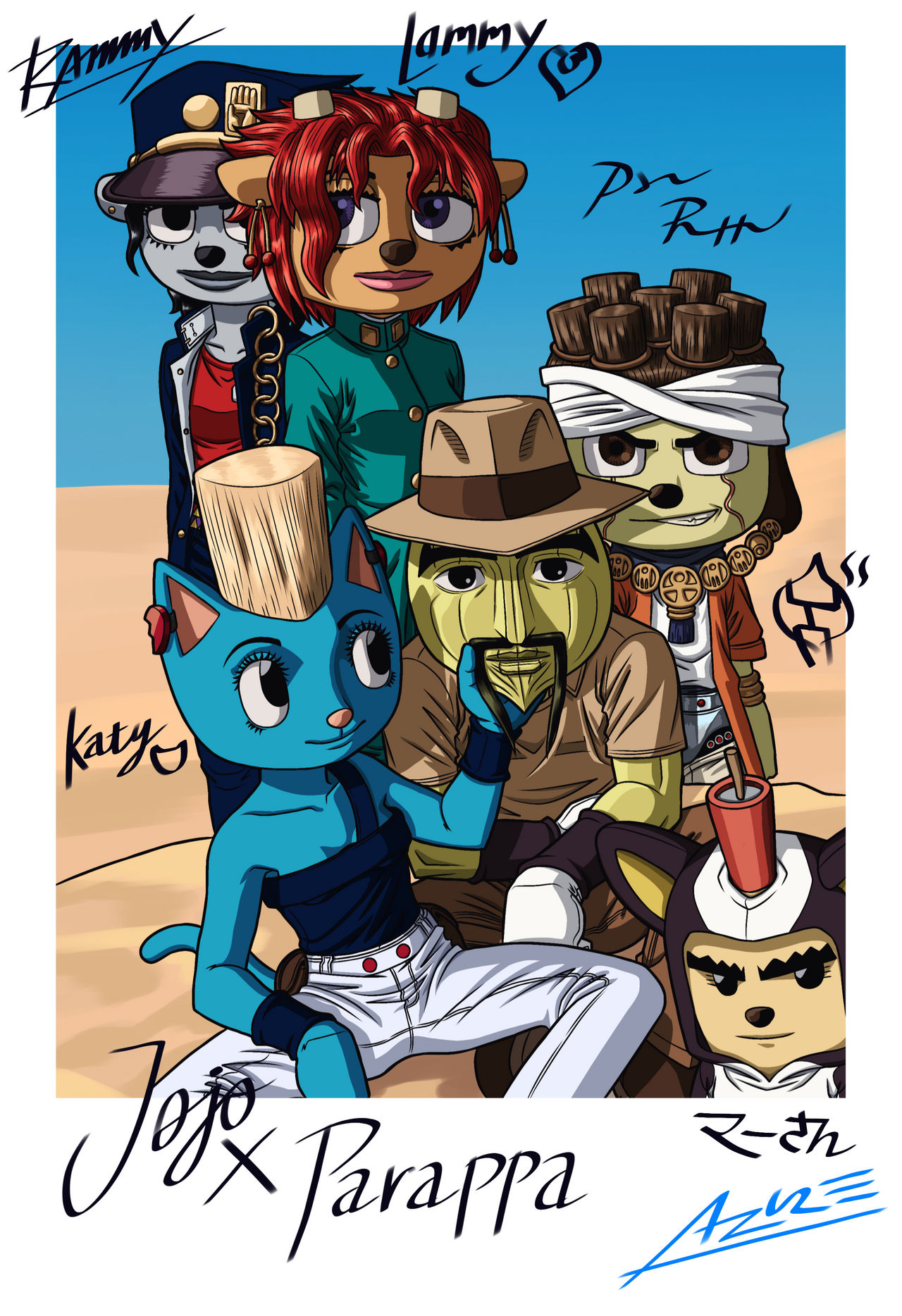 JJBA x Parappa the Rapper by AzureDraftman on DeviantArt