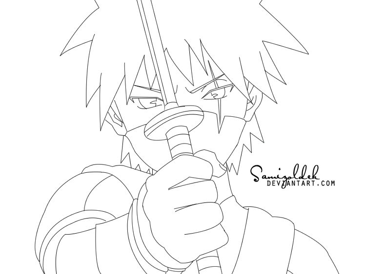Hatake Kakashi Line Art By Samizoldek On Deviantart