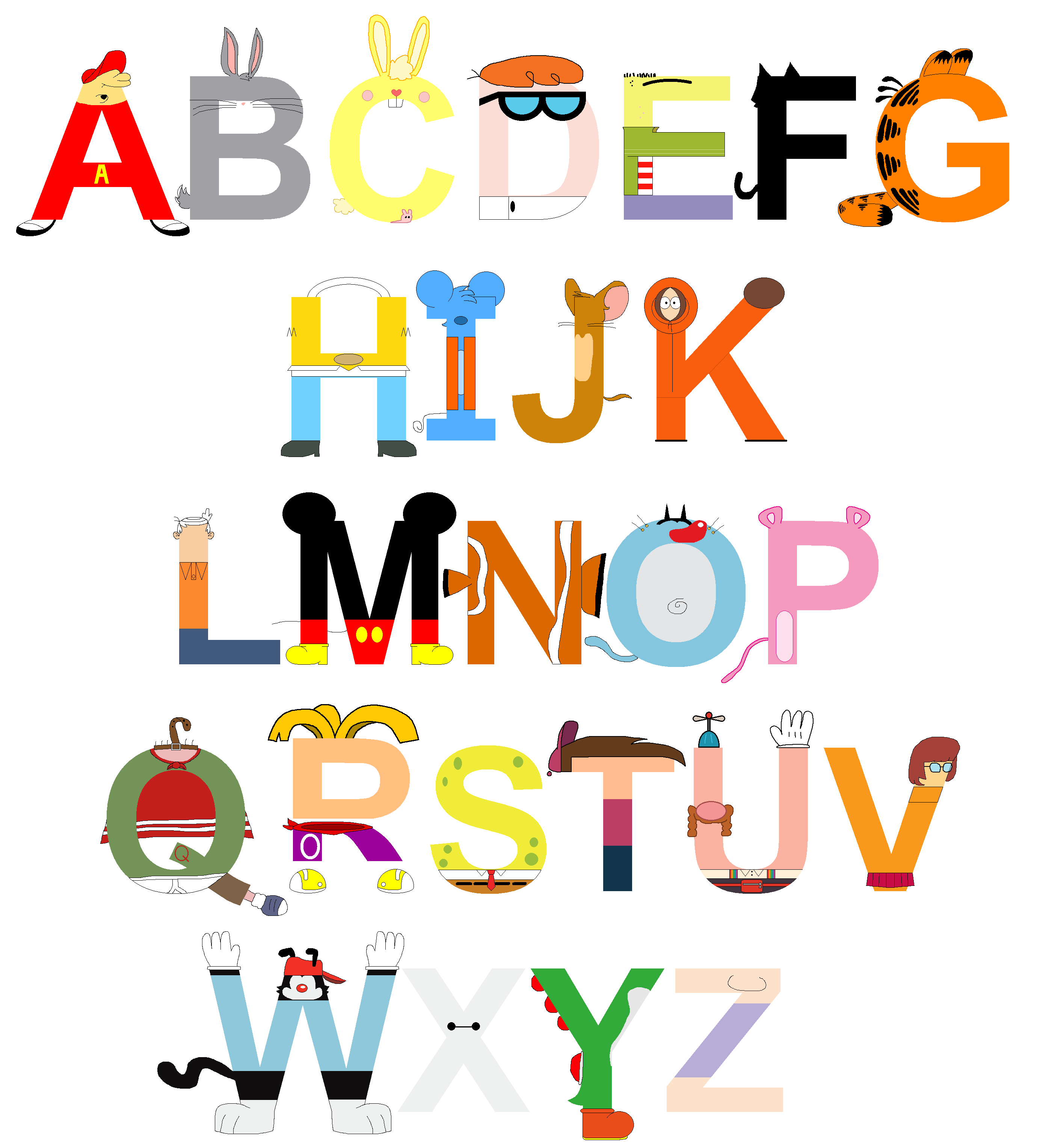 Cartoon Characters Alphabet by BrendantheToon on DeviantArt