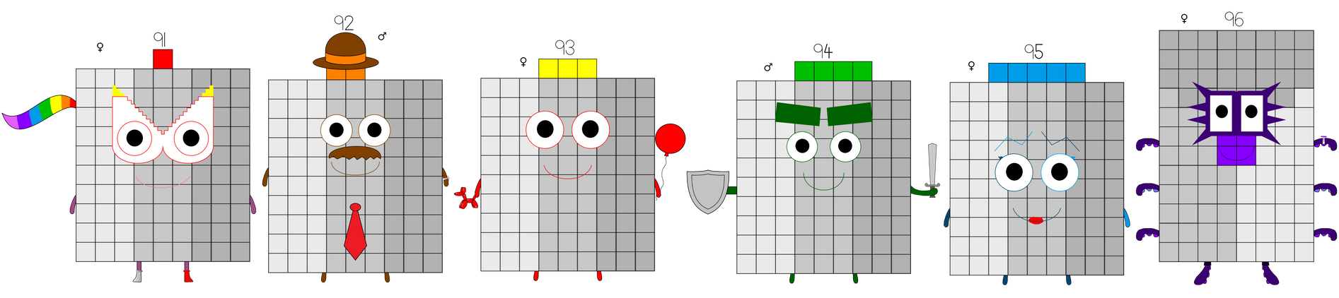 Fanmade Numberblocks (91-96) by BrendantheToon on DeviantArt