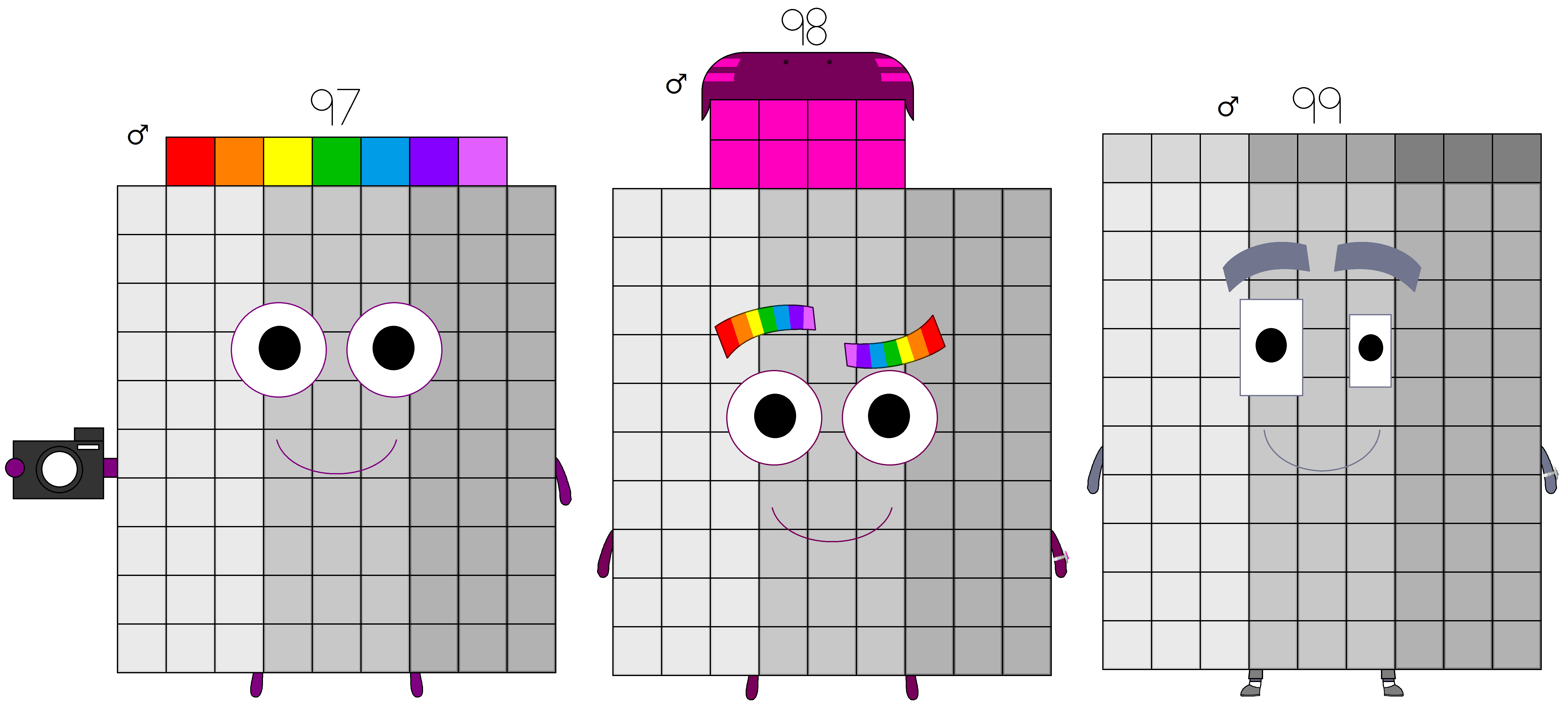 Fanmade Numberblocks (97-99) by BrendantheToon on DeviantArt
