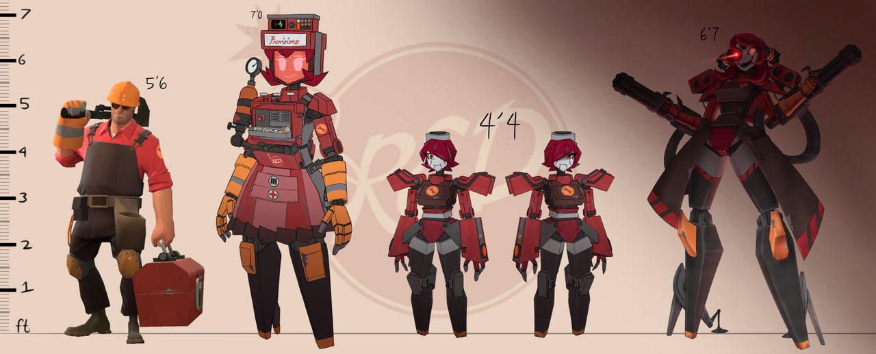 TF2 Mobile Buildings + Engineer Size Chart by DiamondNella on DeviantArt