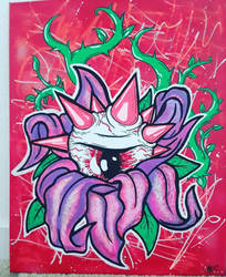 Purple, pandimensional, spikey cyclops lily.