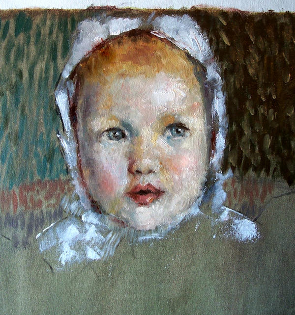 baby face oil painting