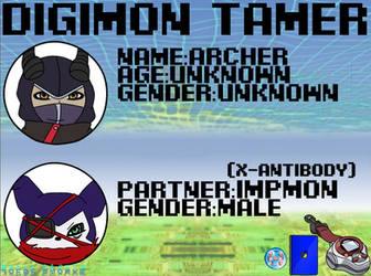 Digimon ID Card Archer and Impmon X