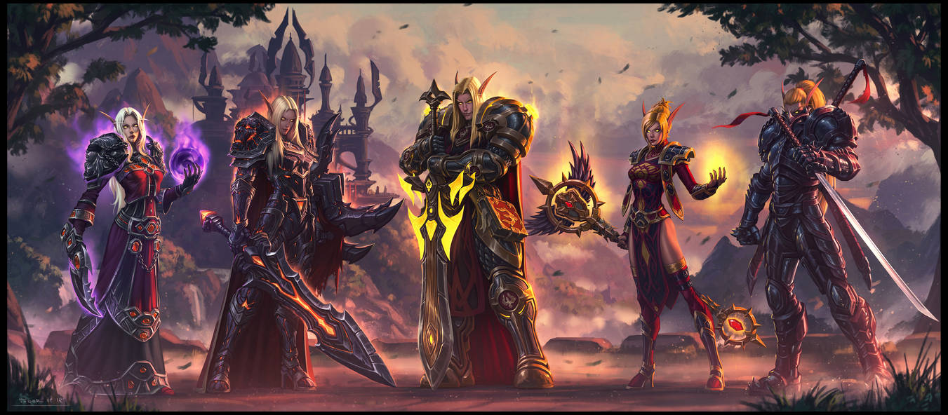 Blood Elf Family Portrait by draken4o on DeviantArt