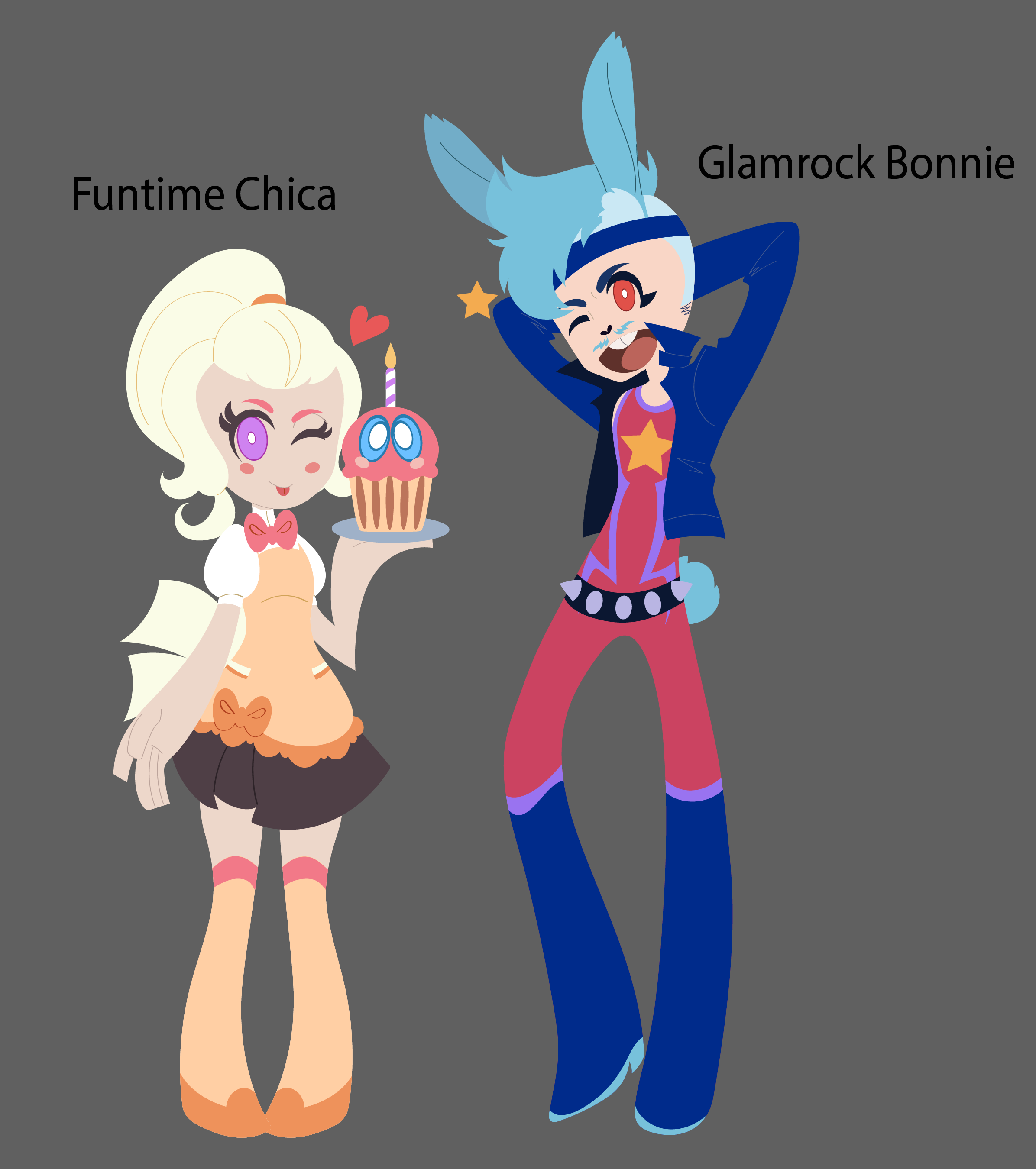 FNAF DLC Funtime Chica and Glamrock Bonnie by NightFoxy87 on