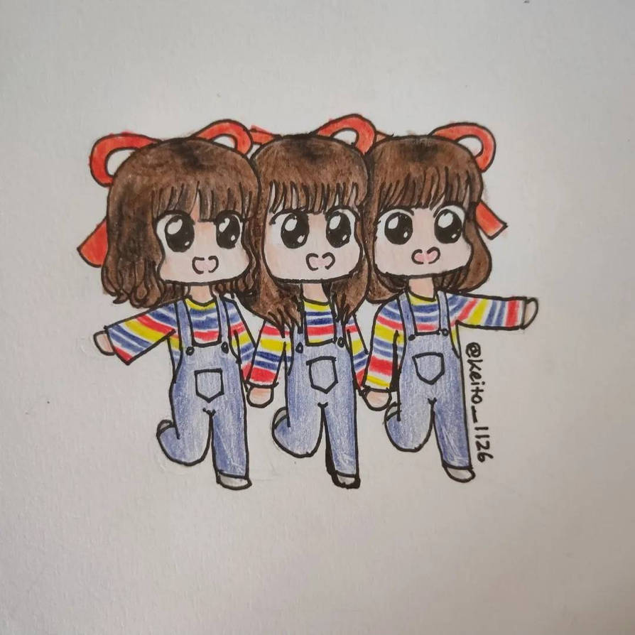 Triplet girls (Pencil Color) by Glycosidix on DeviantArt