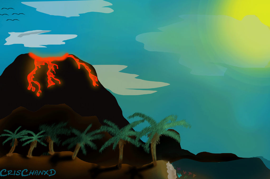 Volcano Deviantart Volcano-Island by CrisChanxD on DeviantArt