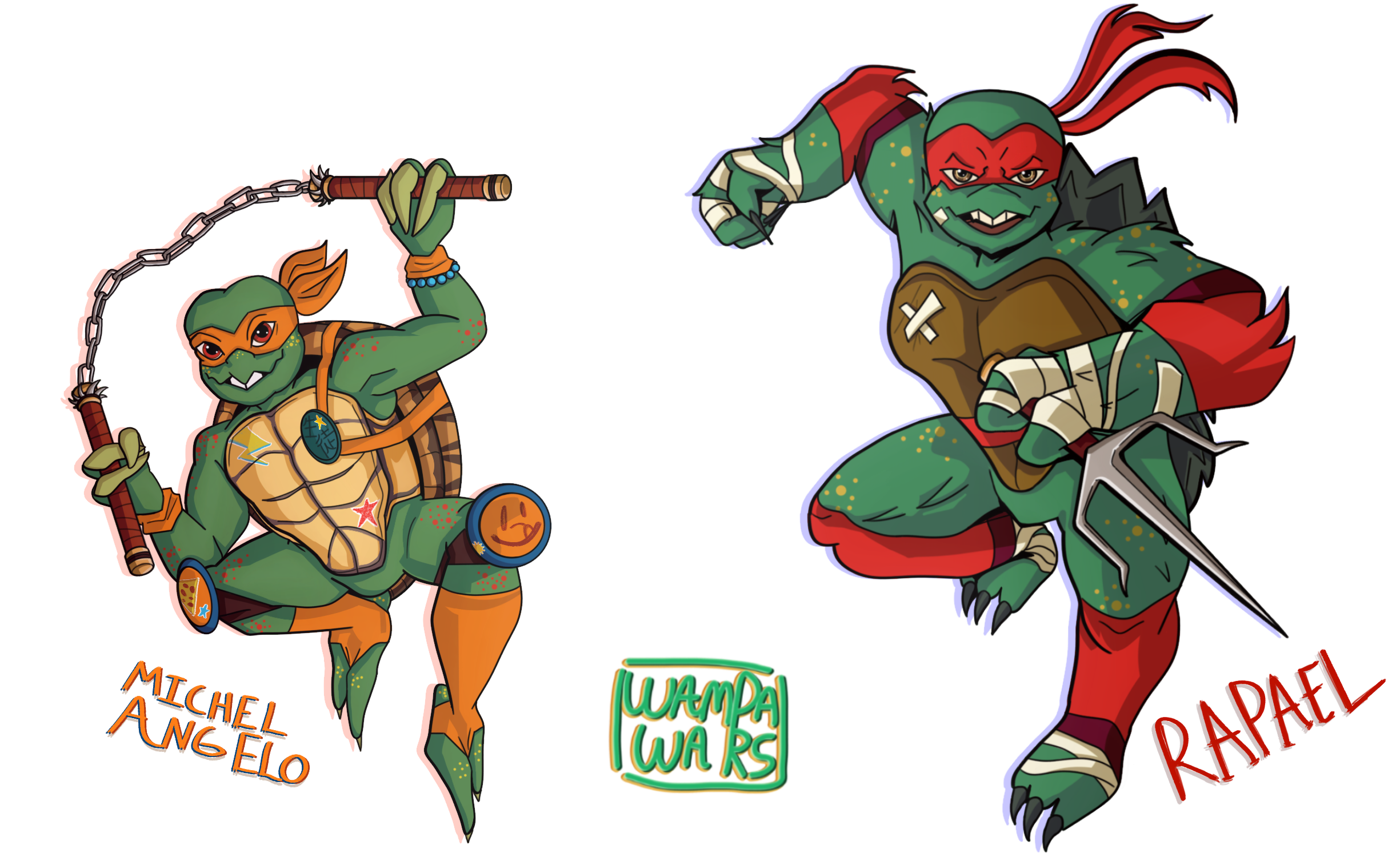 ROTTMNT/TMNT- Mikey and Raph Redesigns by WampaWars on DeviantArt