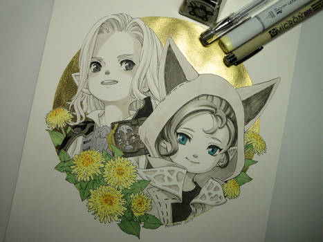 Inktober - Day 20 Krile and Pipin FFXIV