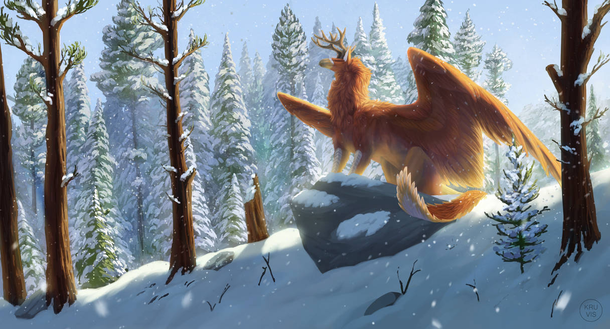 Enjoying the snowfall by Kruviss on DeviantArt