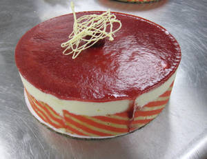 White Chocolate Mousse Cake with Raspberry