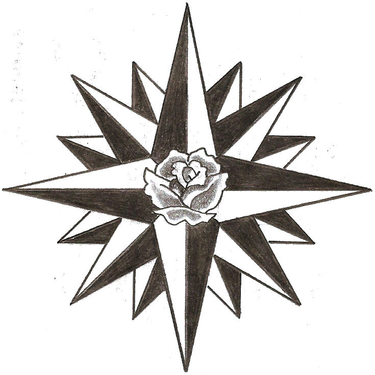 Navy Compass Rose Star