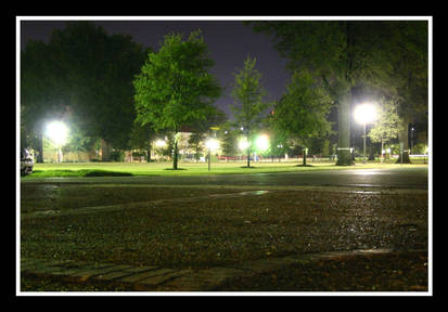 DSU quad at night