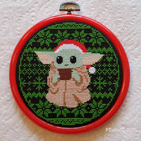 Baby Yoda Santa Cross-Stitch (Mandalorian)