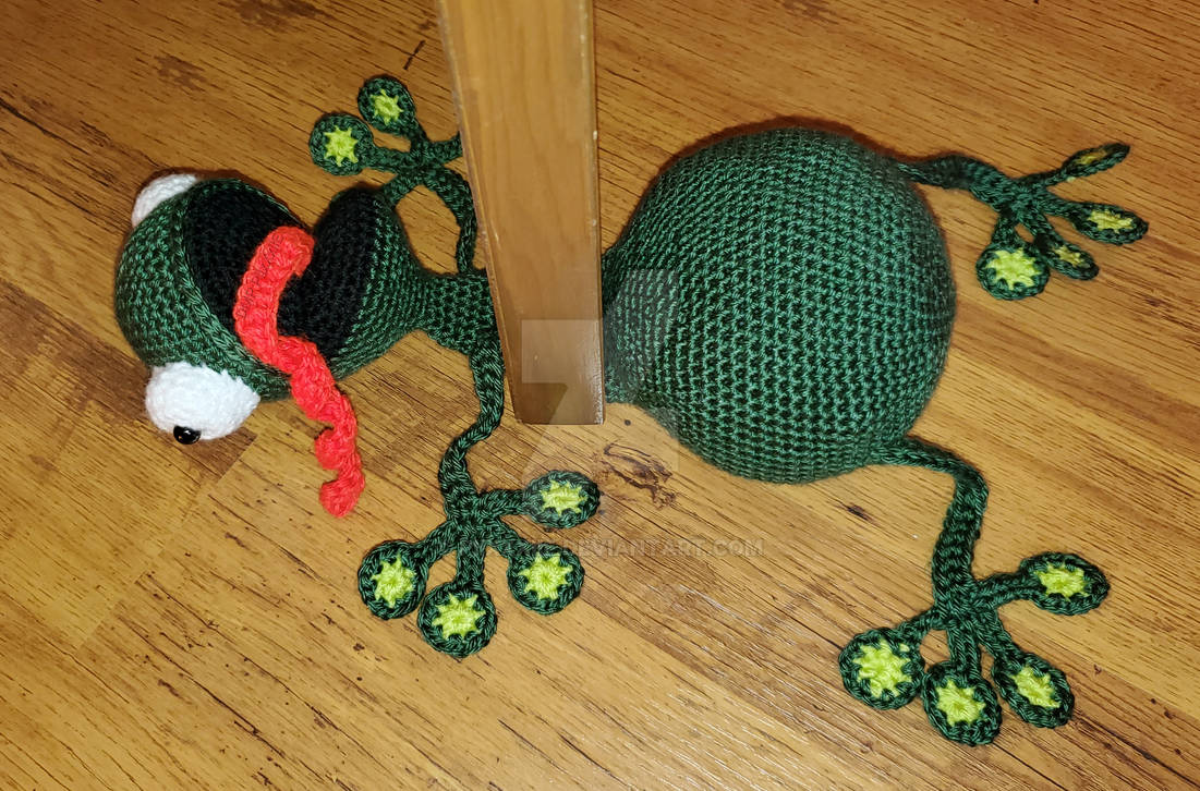 Crochet Squashed Frog Door Stopper