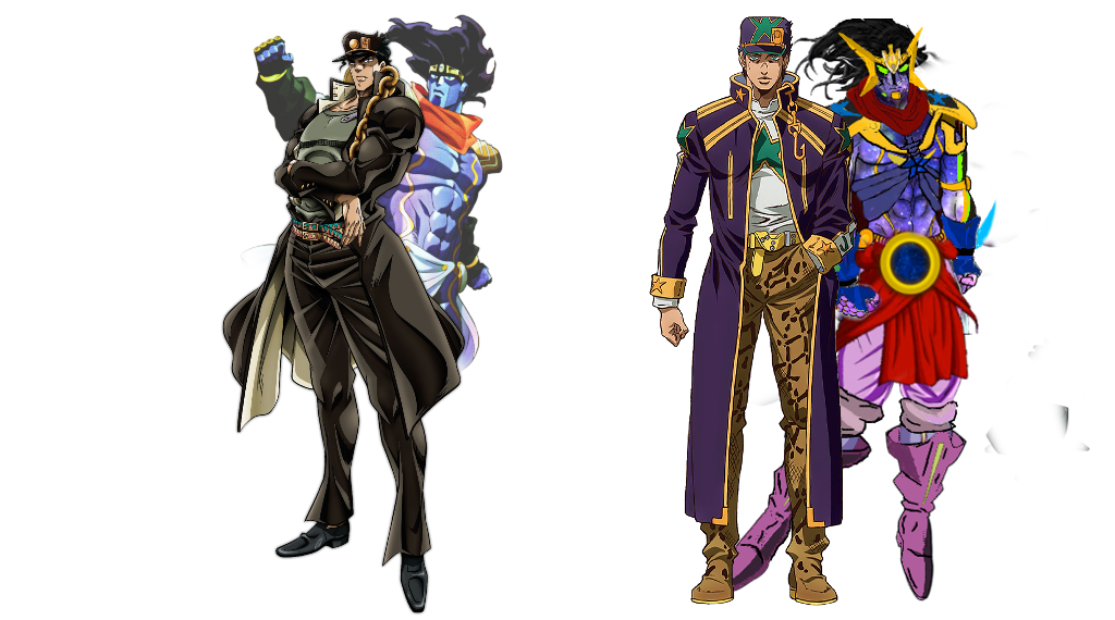 kujo jotaro and star platinum (jojo no kimyou na bouken and 1 more