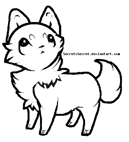 Chibi Wolf Free Lineart