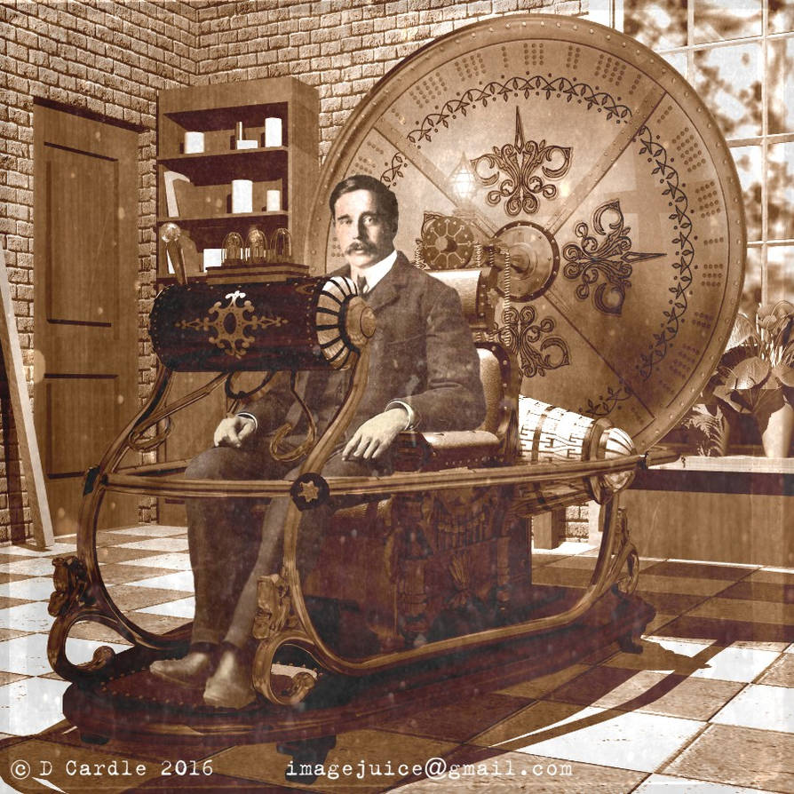 HG Wells Sitting in Time Machine by imagejuice on DeviantArt