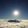 Beautiful sunrise over a sea of clouds