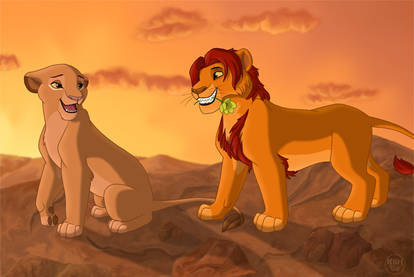 Sarabi and Mufasa at Sunset