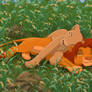 Simba and Nala snoozing