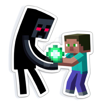 Kind Enderman Helping Minecraft player