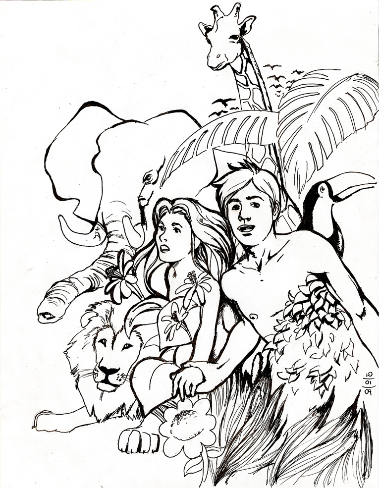adam and eve drawing