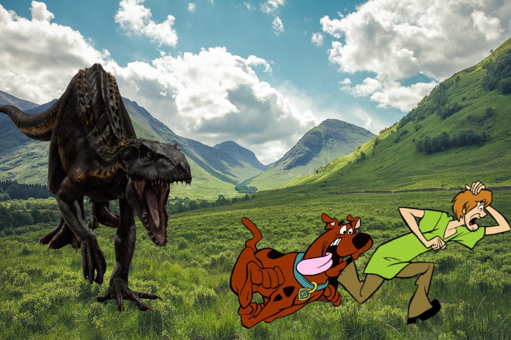 Scooby and Shaggy running from Indoraptor by Dreddzilla on DeviantArt