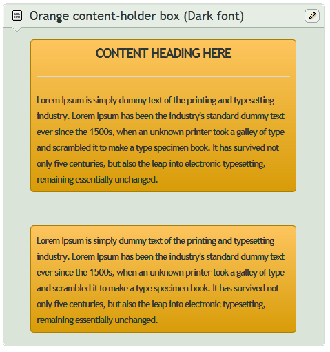 Orange content-holder box (Dark font)