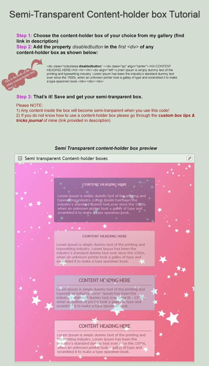 Semi Transparent Content-holder box Tutorial