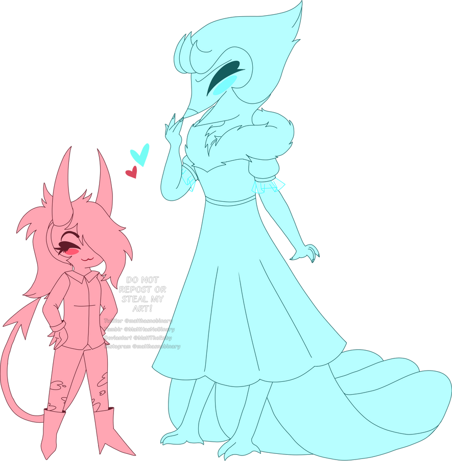 Ruby and Sapphire, but they're demons in Hell by MattTheEnby on DeviantArt