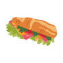 Veggie Subway Sandwich Burger Vector Art