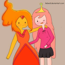 Flame Princess and Princess Bubblegum