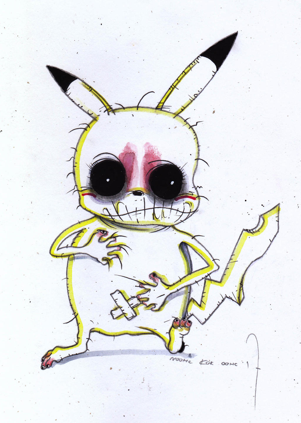 Creepy Pikachu by choonchooart on DeviantArt