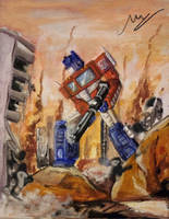 optimus acrylic painting