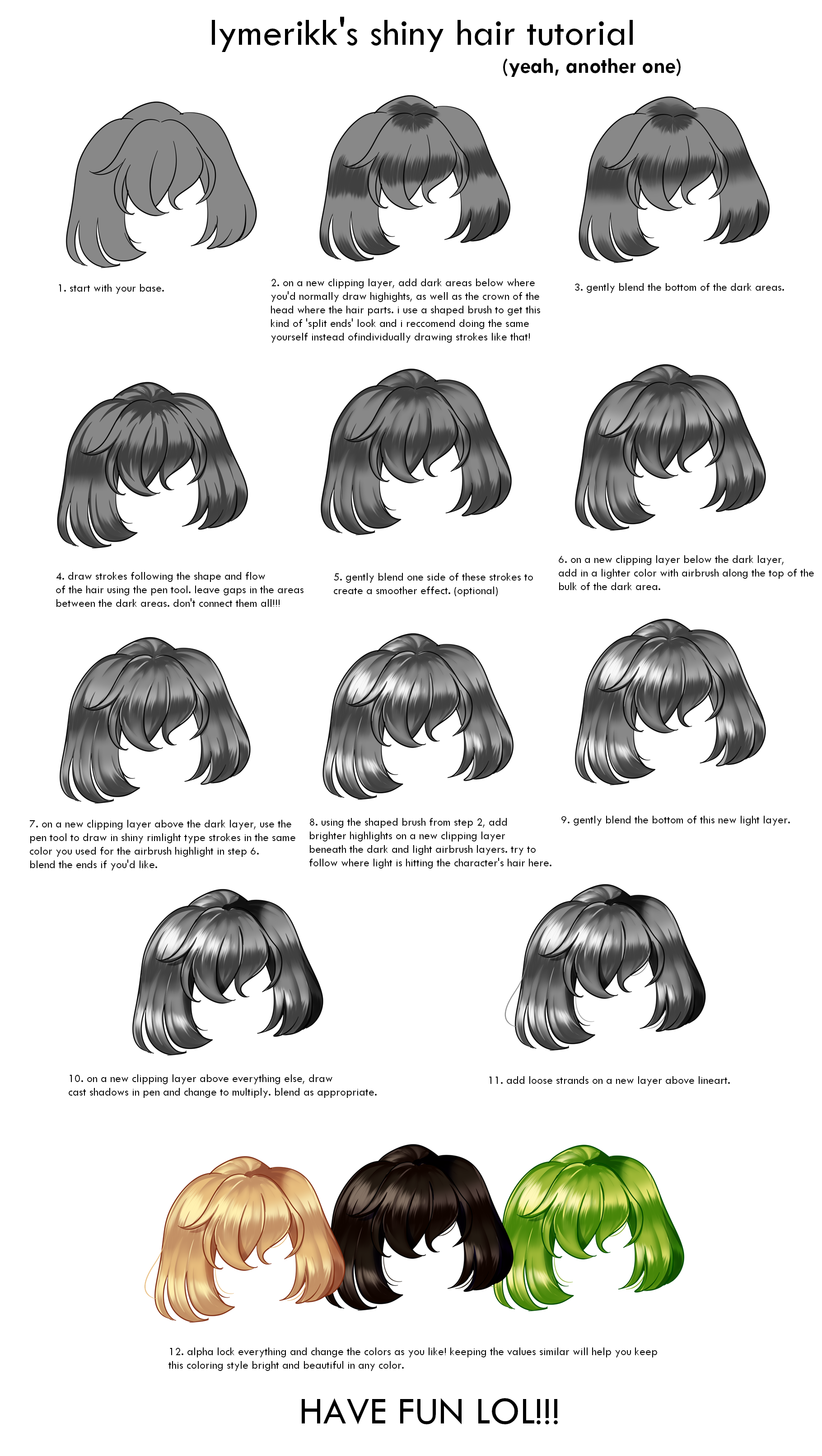 Created a shiny anime hair tutorial if you're interested (: : r/ClipStudio