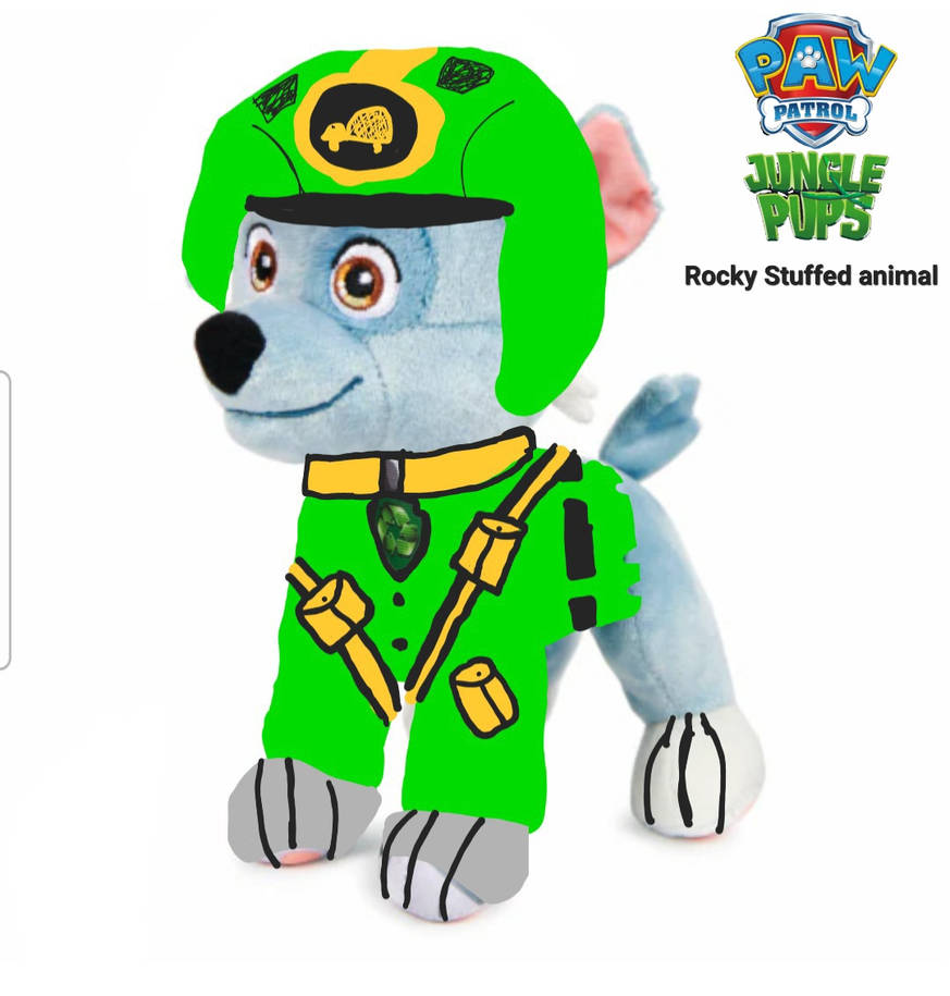 Paw Patrol Jungle Pups Plush Toy - Rocky Character 20cm Soft Stuffed Animal For Kids