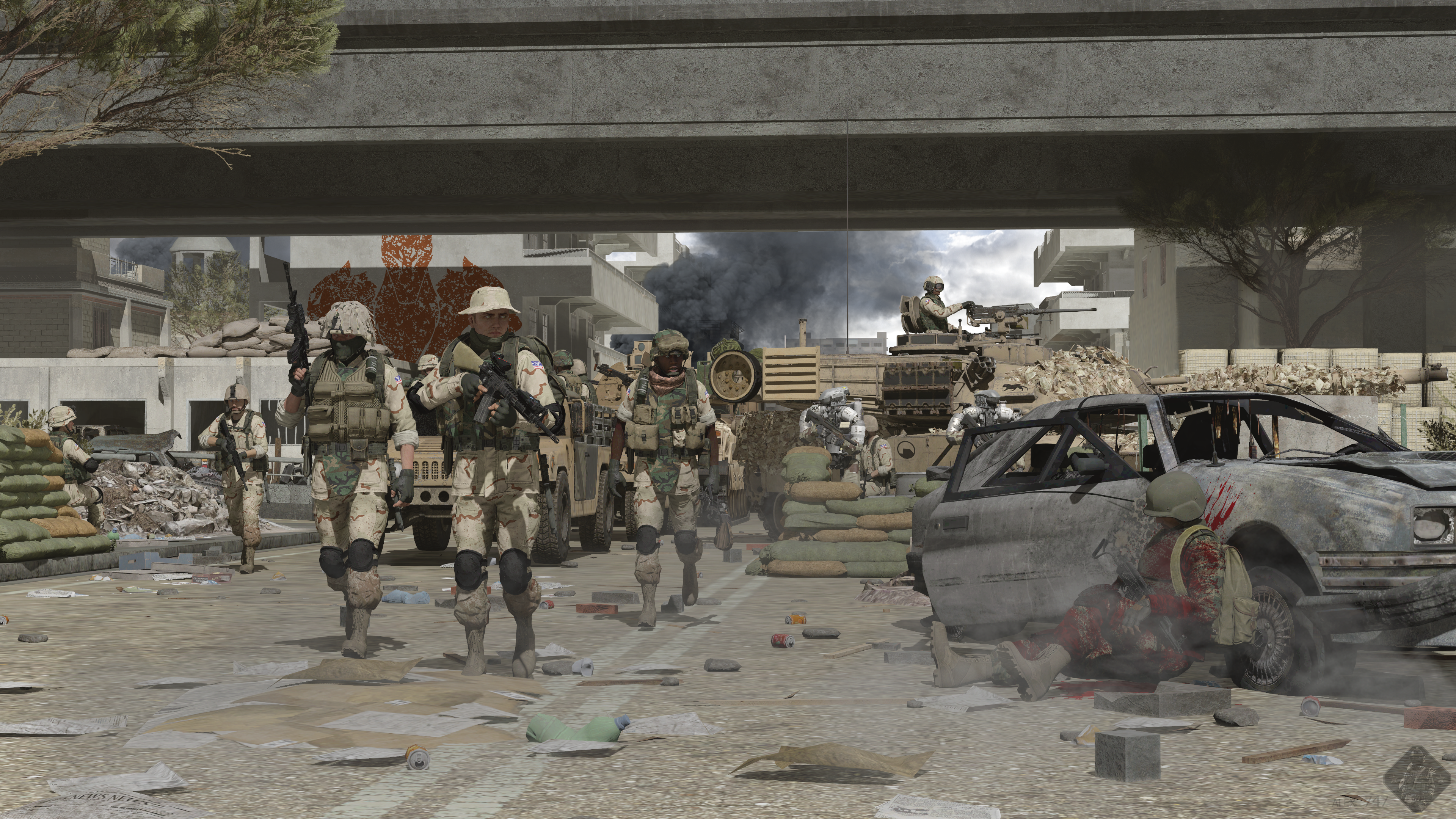 Fighting in a Middle Eastern city