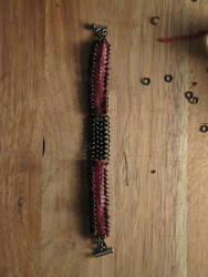 Red Leather, Black chained bracelet!