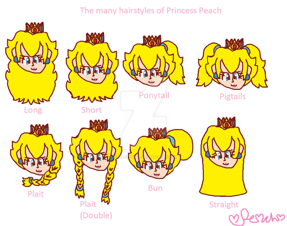 The many hairstyles of Princess Peach by Daracoon911 on DeviantArt