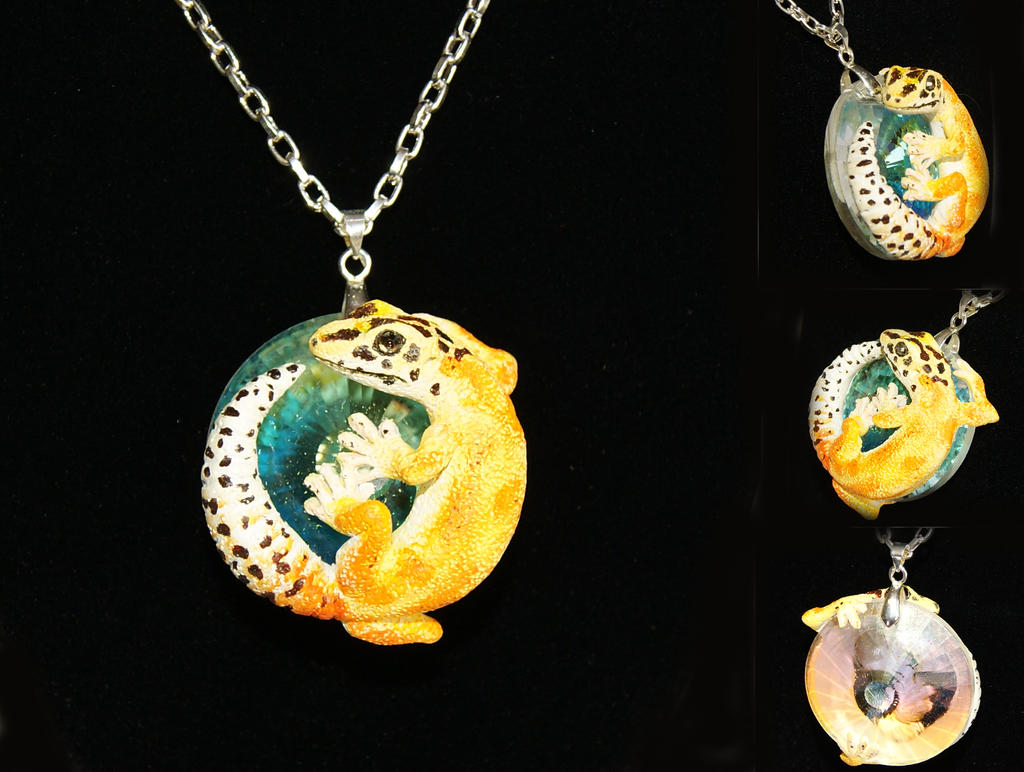 Orange Leopard Gecko Necklace