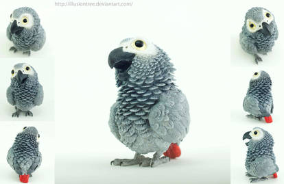 African Grey Parrot Sculpture