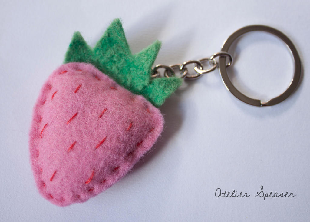 Strawberry Plushie Felt Keyring